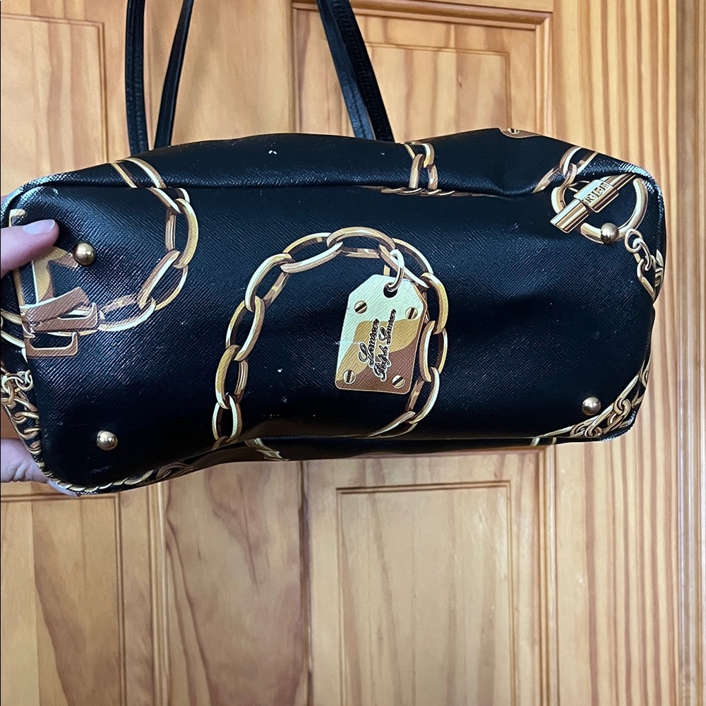 Lauren Ralph Lauren Black & Gold Equestrian Tote Bag - Picture 5 of 16